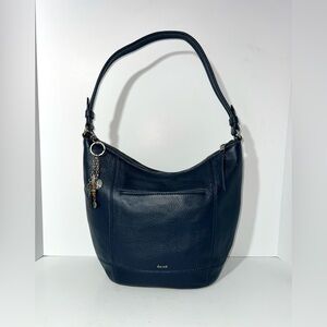 The Sak Sequoia Hobo Shoulder Bag Blue Leather with 
Charms NEW